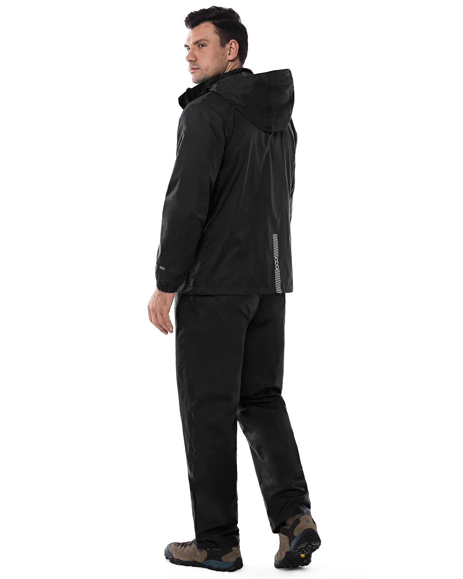 1.39 lbs 5000mm W/P Index 3000 Level Breathable Men's Packable Rain Suit with 5 Pockets and Reflective Design