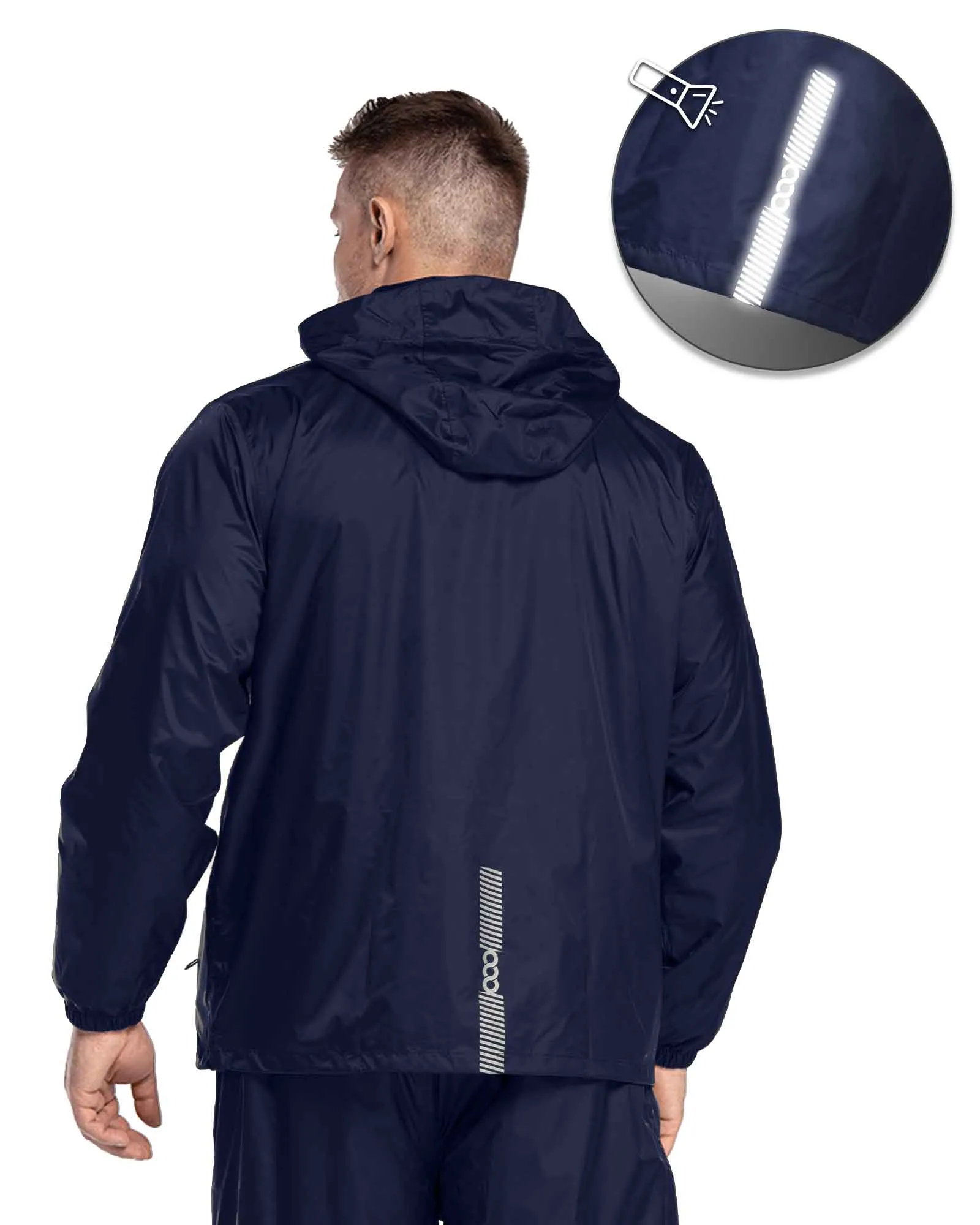 1.39 lbs 5000mm W/P Index 3000 Level Breathable Men's Packable Rain Suit with 5 Pockets and Reflective Design