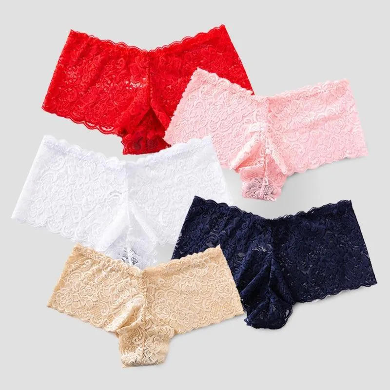 3 Pack Underwear Lingerie Sexy Lace Transparent Panties Briefs High Quality Low Waist Women's Underpants