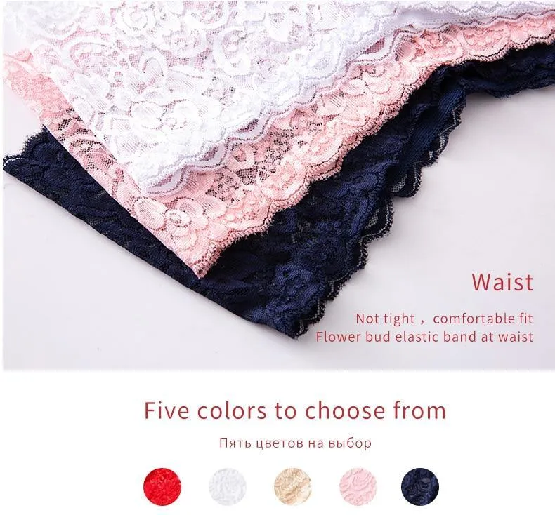 3 Pack Underwear Lingerie Sexy Lace Transparent Panties Briefs High Quality Low Waist Women's Underpants