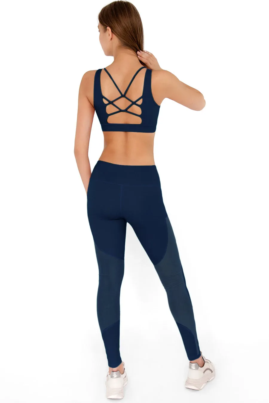 4 for $54 - Navy Blue Kelly Strappy Open-Back Padded Sports Bra - Women