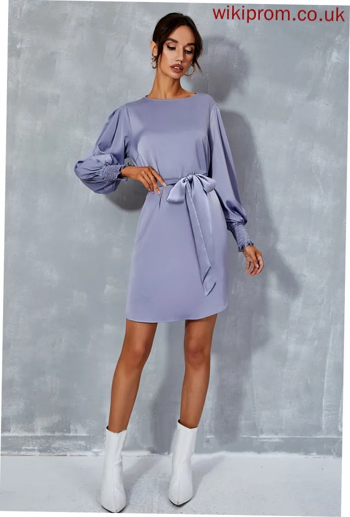 Adyson Club Dresses Casual Sleeves Mini Neck Polyester Sheath Dresses Round Long