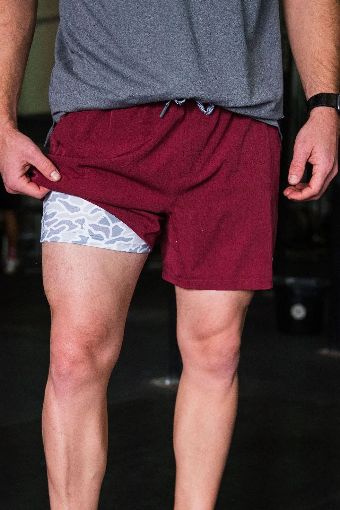 Athletic Short - Maroon - White Camo Liner