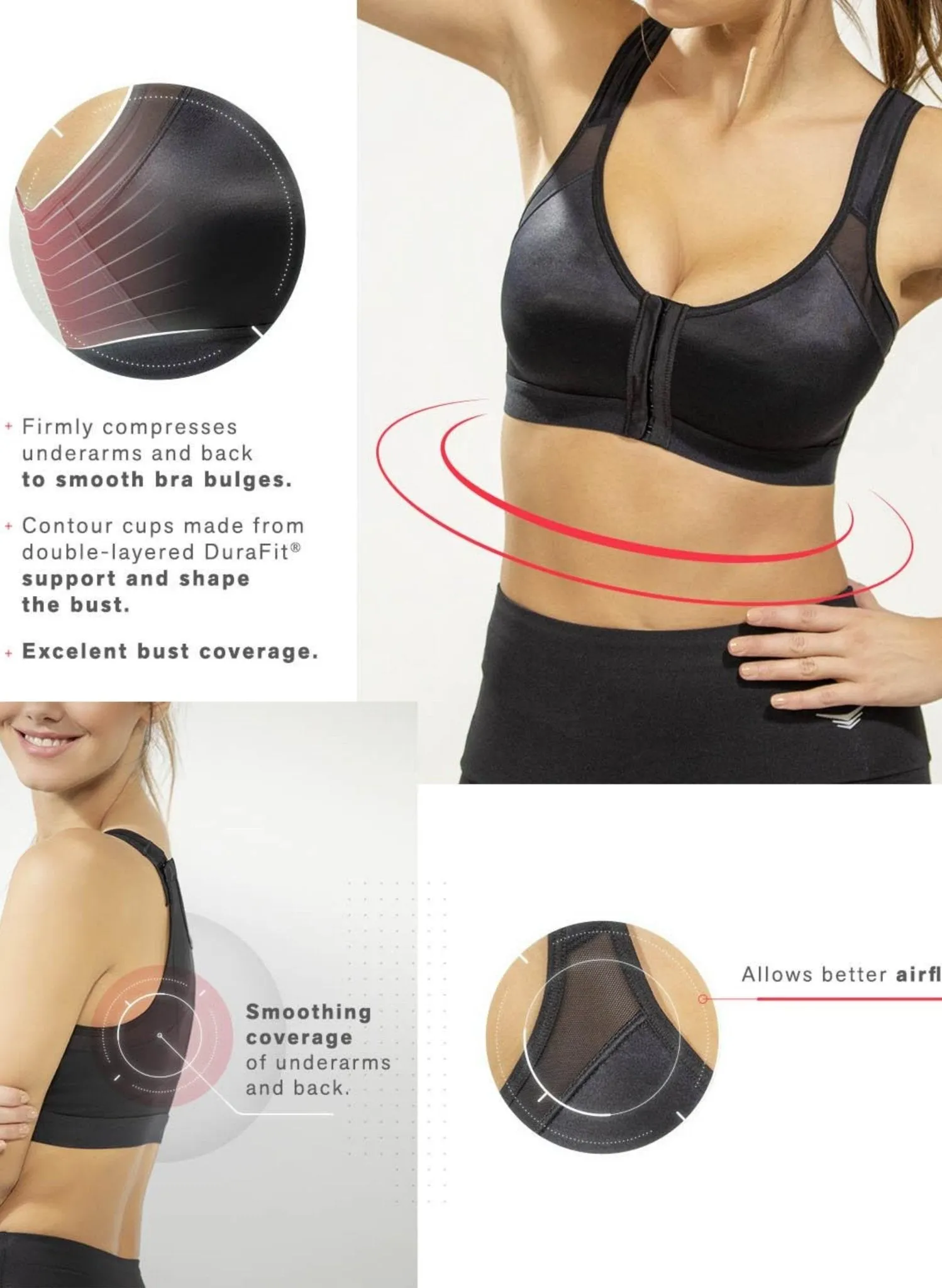 Back Support Posture Corrector Wireless Bra - Black