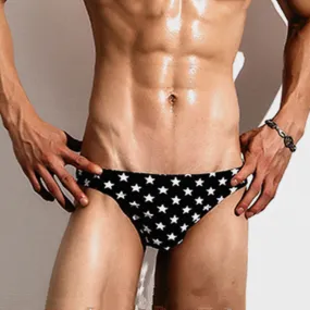 Black White Stars Decorated Men Swim Briefs