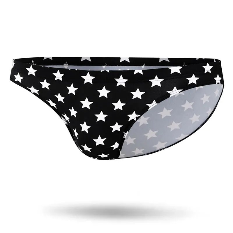 Black White Stars Decorated Men Swim Briefs