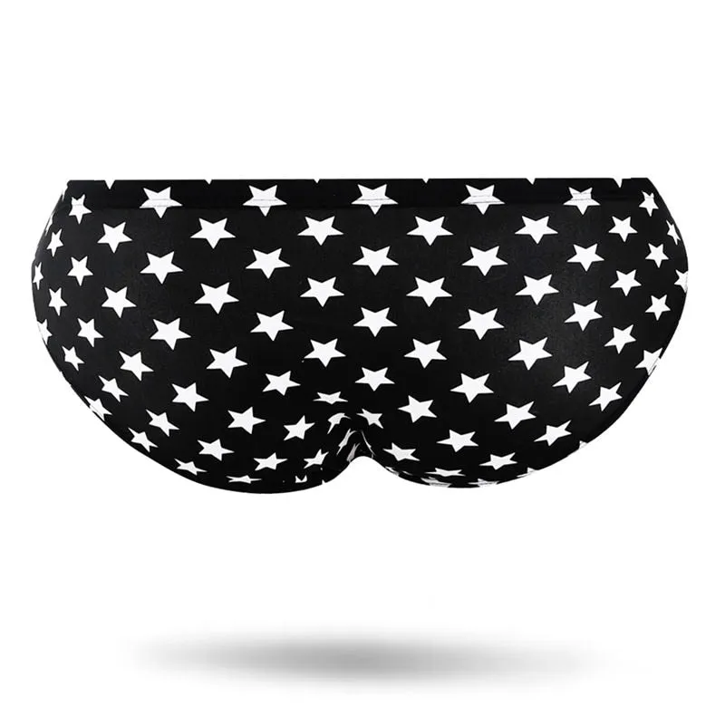 Black White Stars Decorated Men Swim Briefs