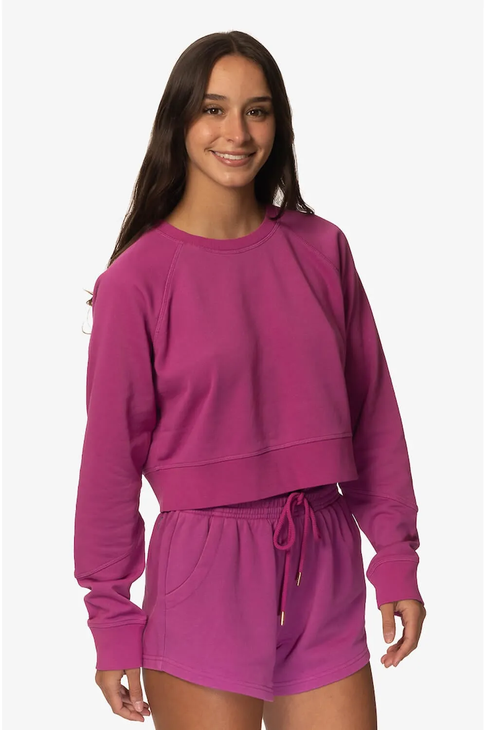 Brynn Cropped Terry Cloth Crewneck - Leucadia