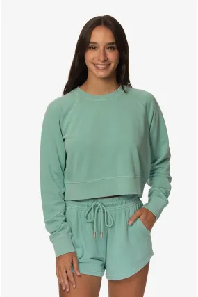 Brynn Cropped Terry Cloth Crewneck - Newport