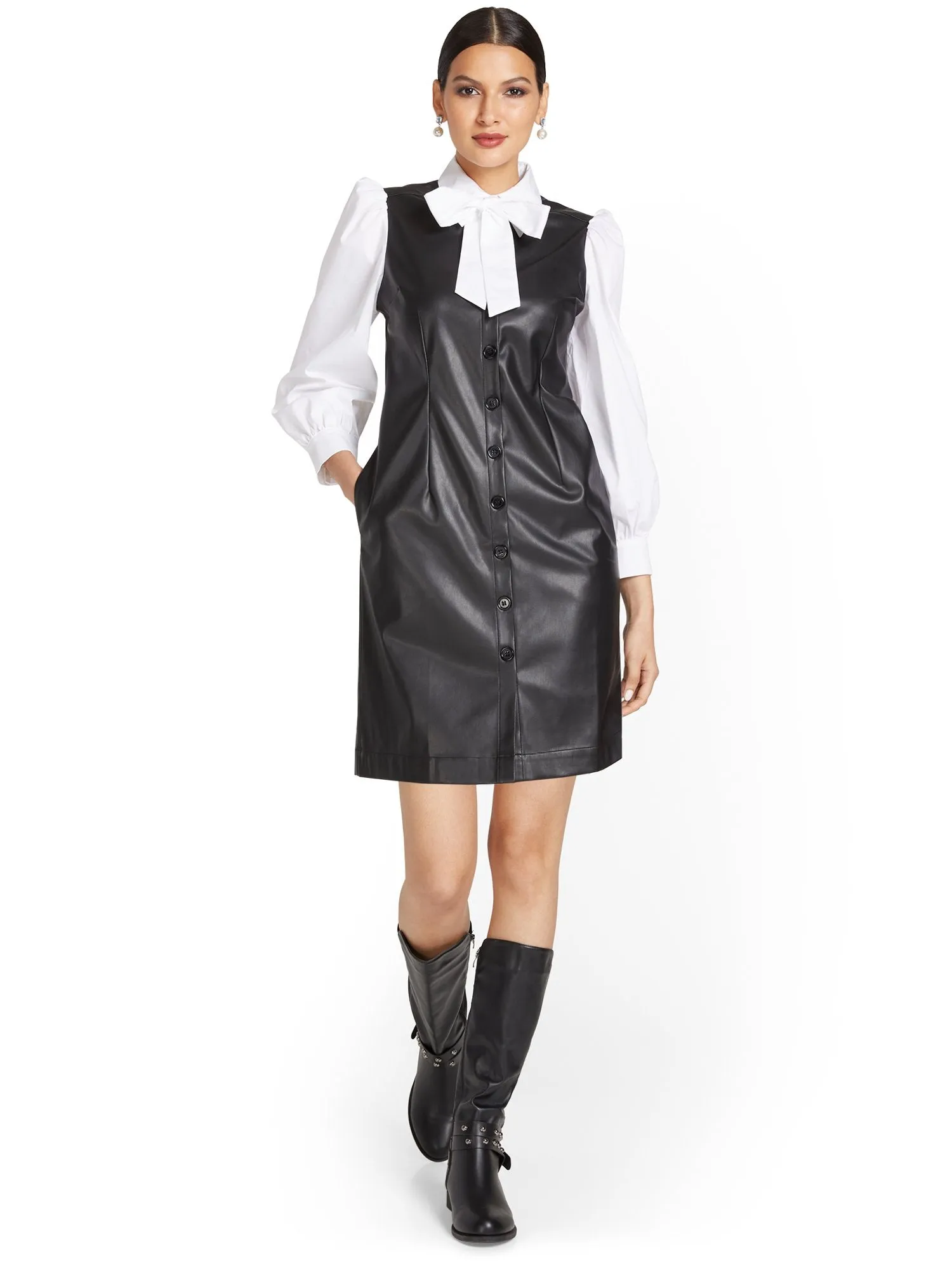 Button-Front Shift Dress