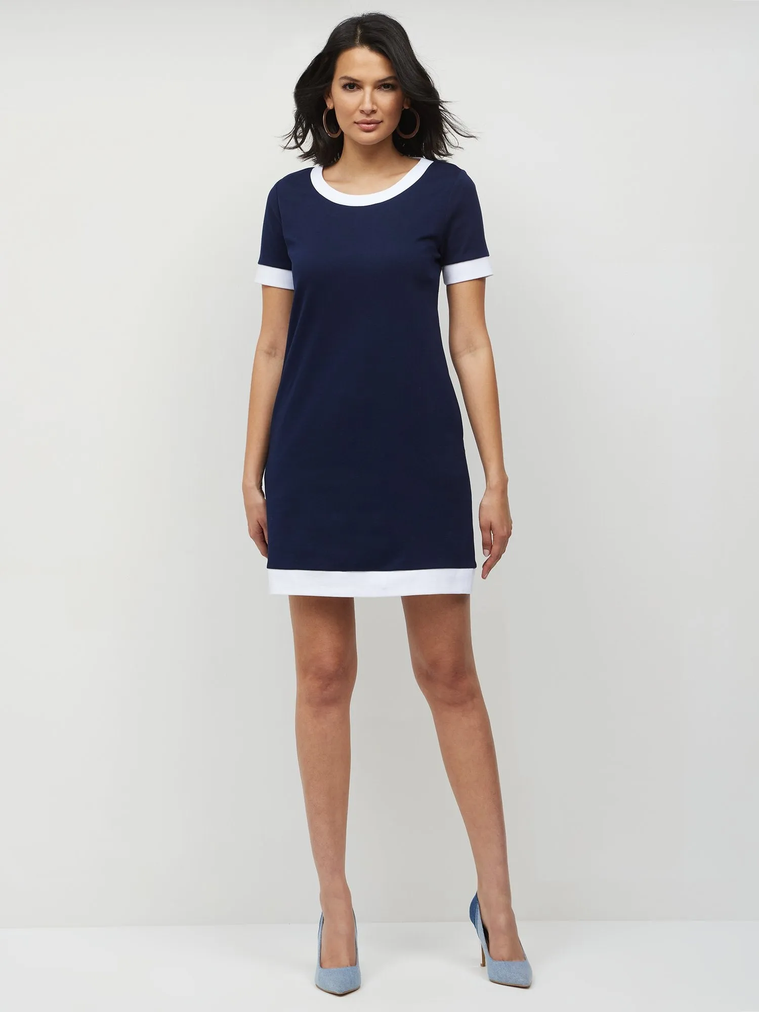 Colorblock-Trim T-Shirt Shift Dress - City Knits