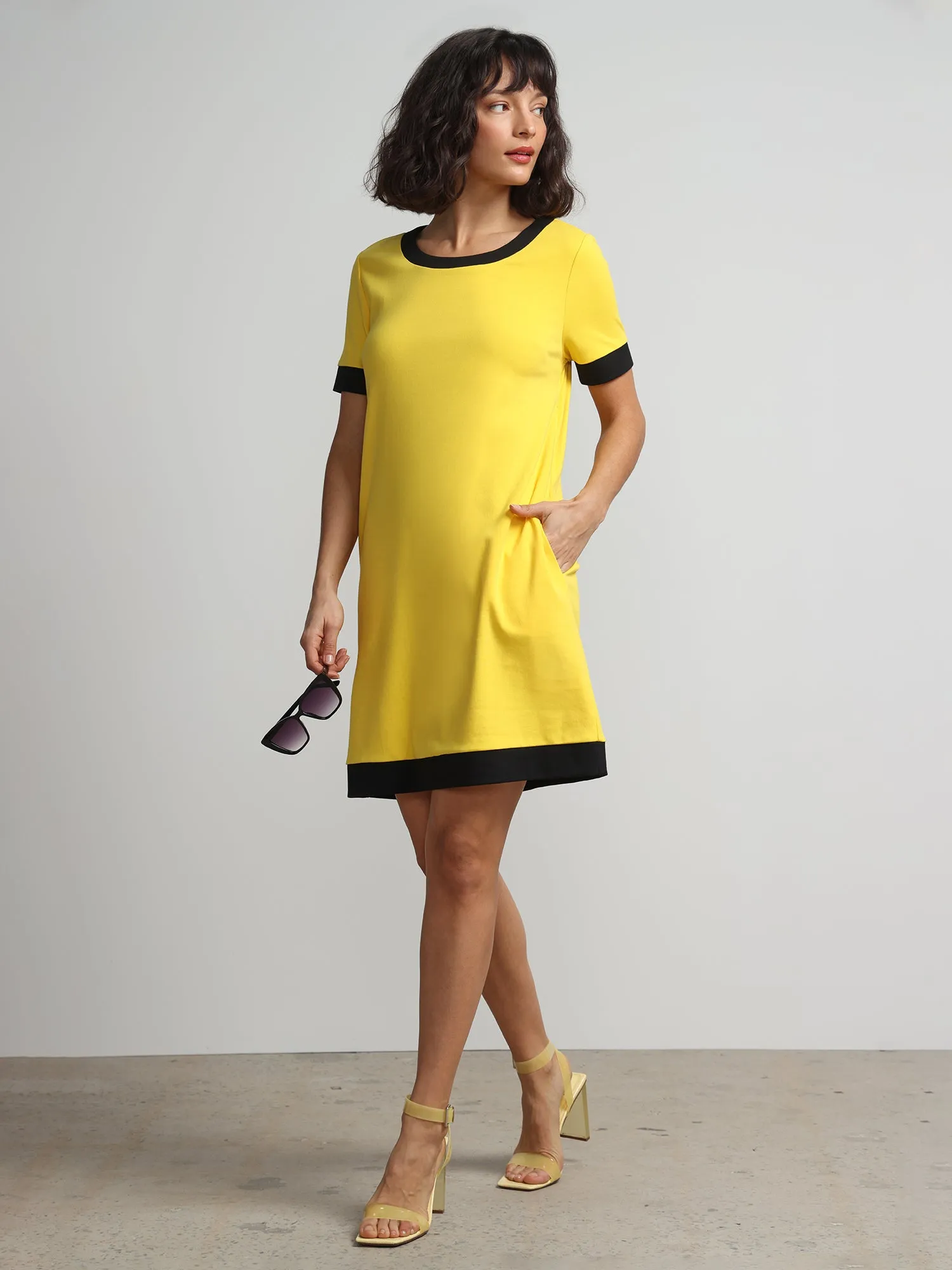 Colorblock-Trim T-Shirt Shift Dress - City Knits