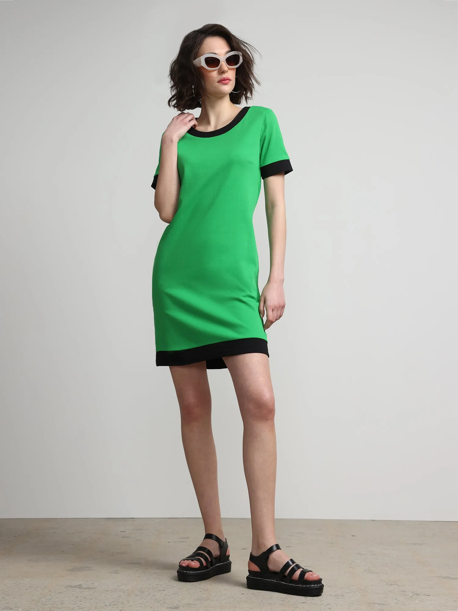 Colorblock-Trim T-Shirt Shift Dress - City Knits