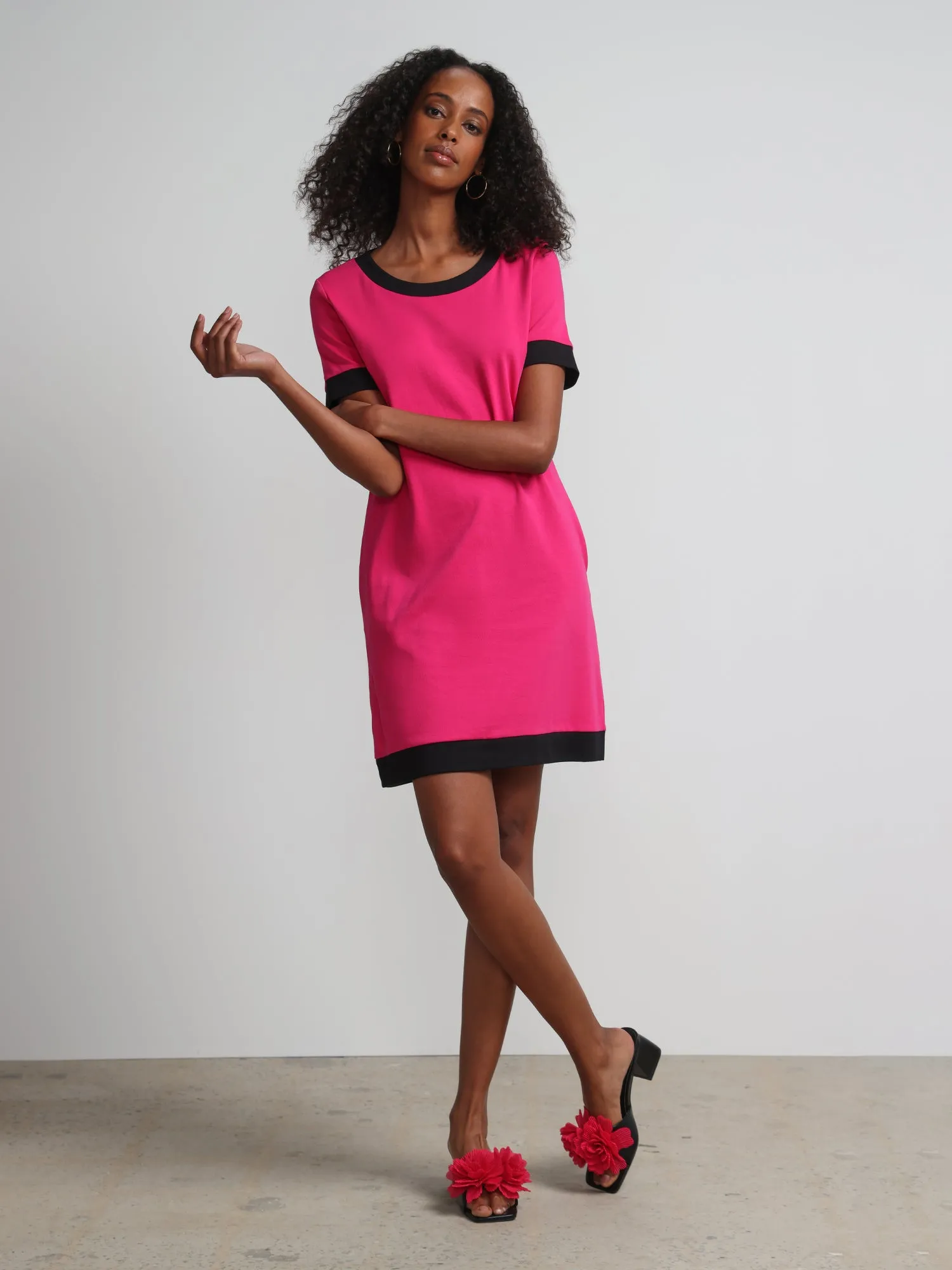 Colorblock-Trim T-Shirt Shift Dress - City Knits