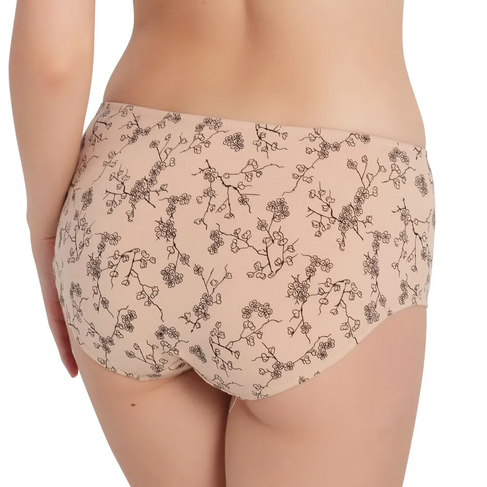 Cotton Floral Printing Mid Waist Full Hip Breathable Panties