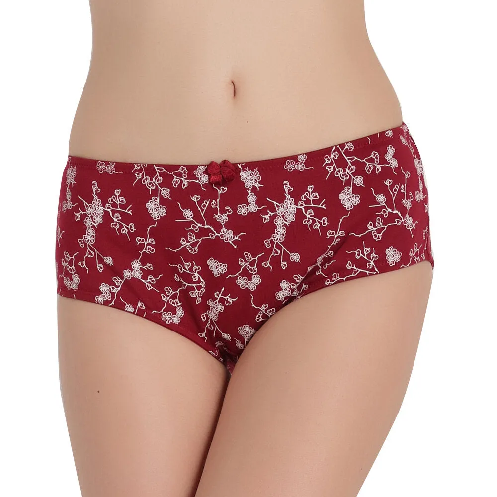 Cotton Floral Printing Mid Waist Full Hip Breathable Panties