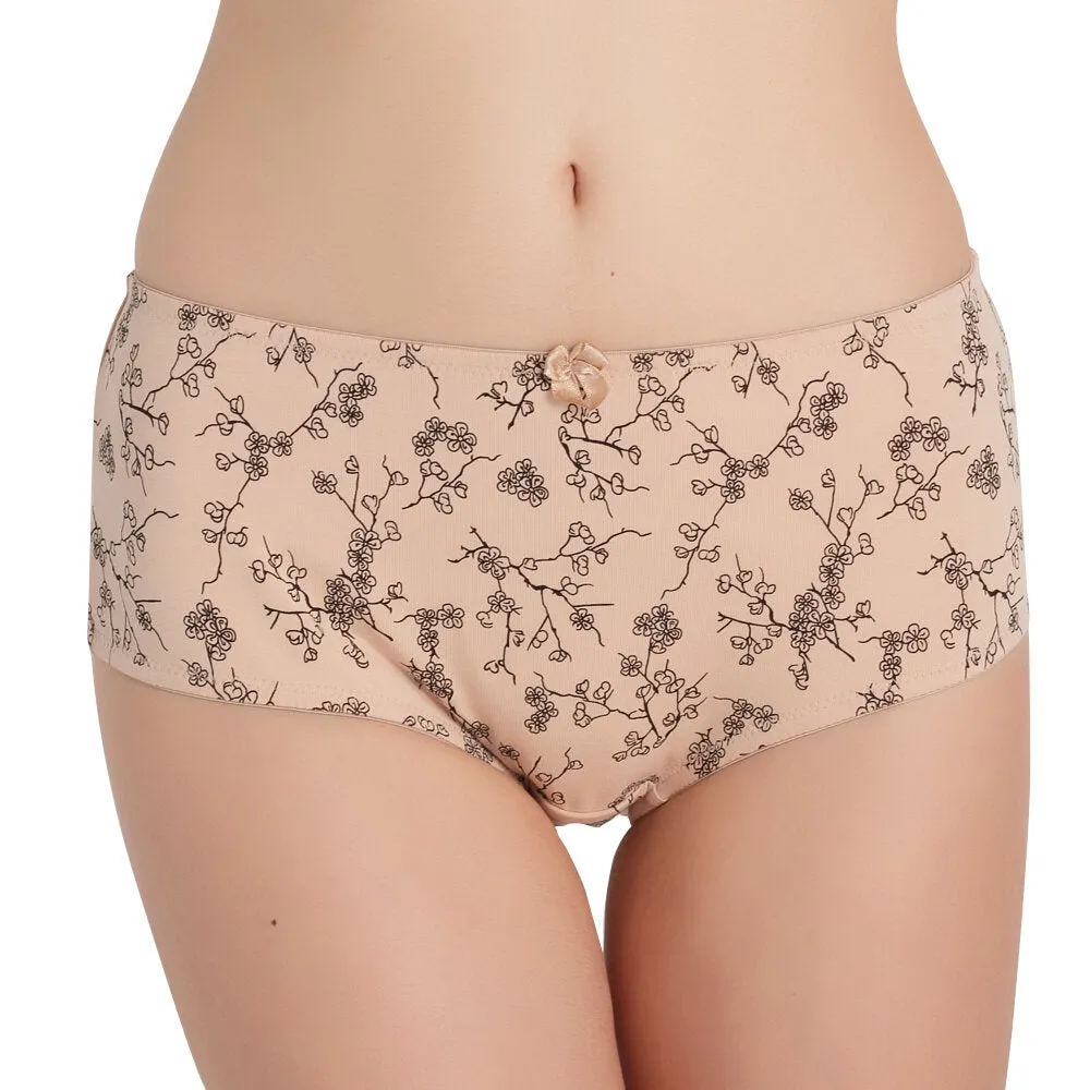 Cotton Floral Printing Mid Waist Full Hip Breathable Panties