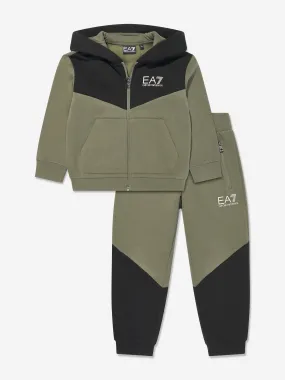 EA7 Emporio Armani Boys Colourblock Tracksuit in Green