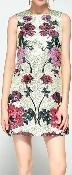 Floral Jacquard Shift Dress