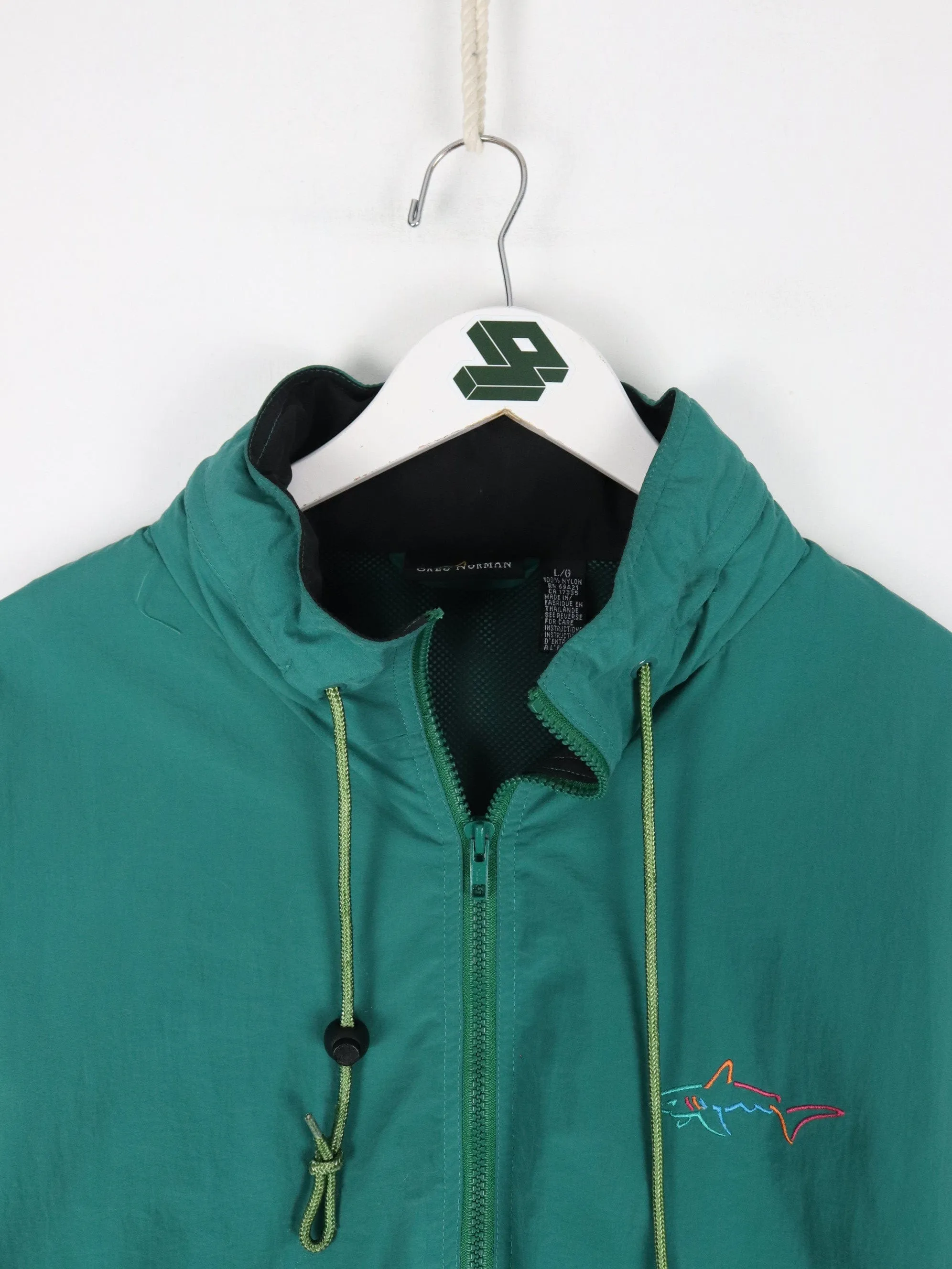 Greg Norman Windbreaker Mens Large Green Golf Jacket