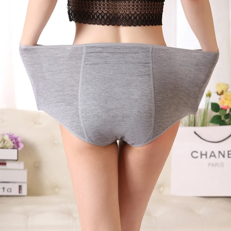 High Waist Period Panties For Women Briefs Cotton Menstrual Leak Proof Plus Size