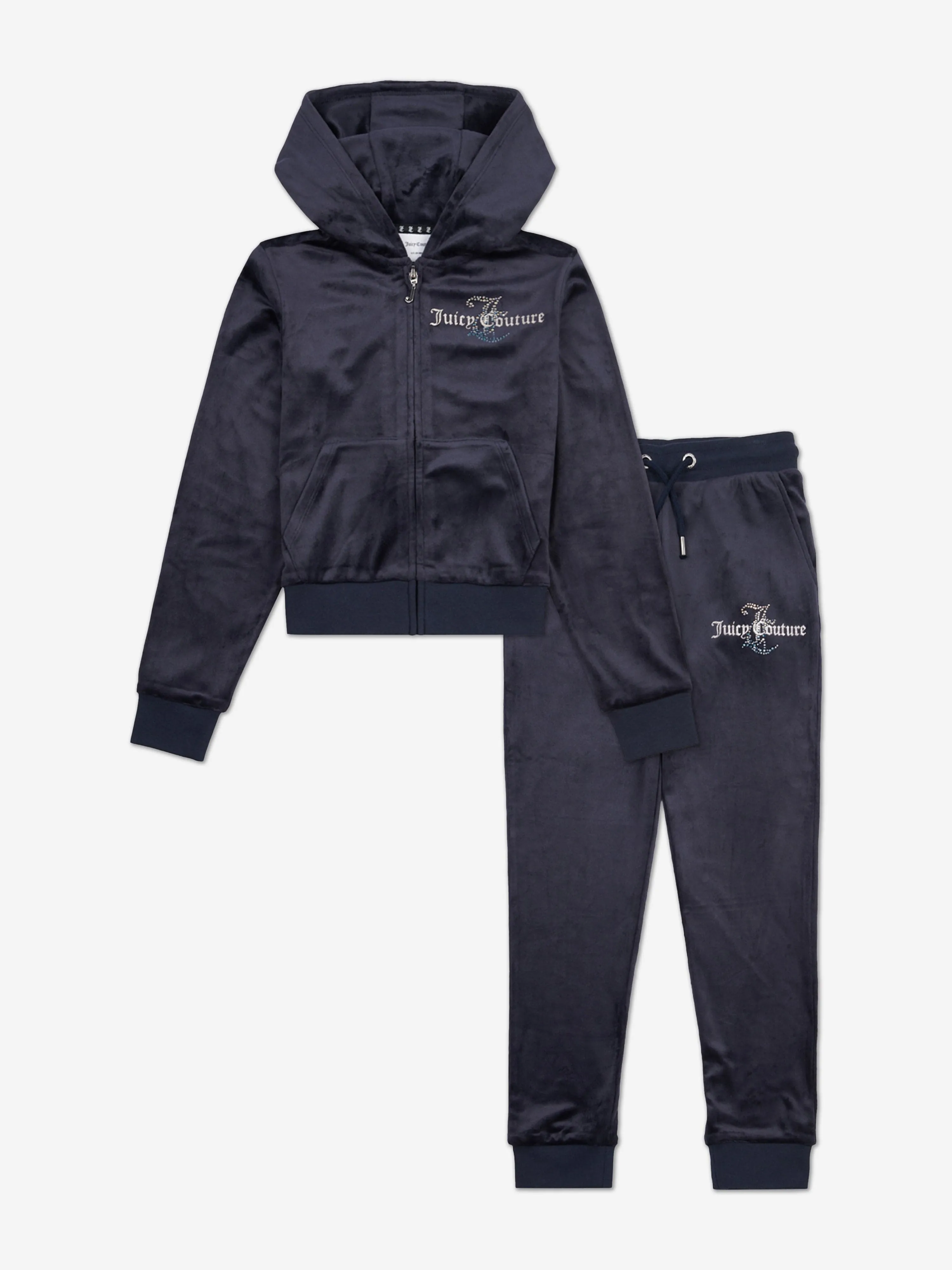 Juicy Couture Girls Diamante Logo Tracksuit in Navy