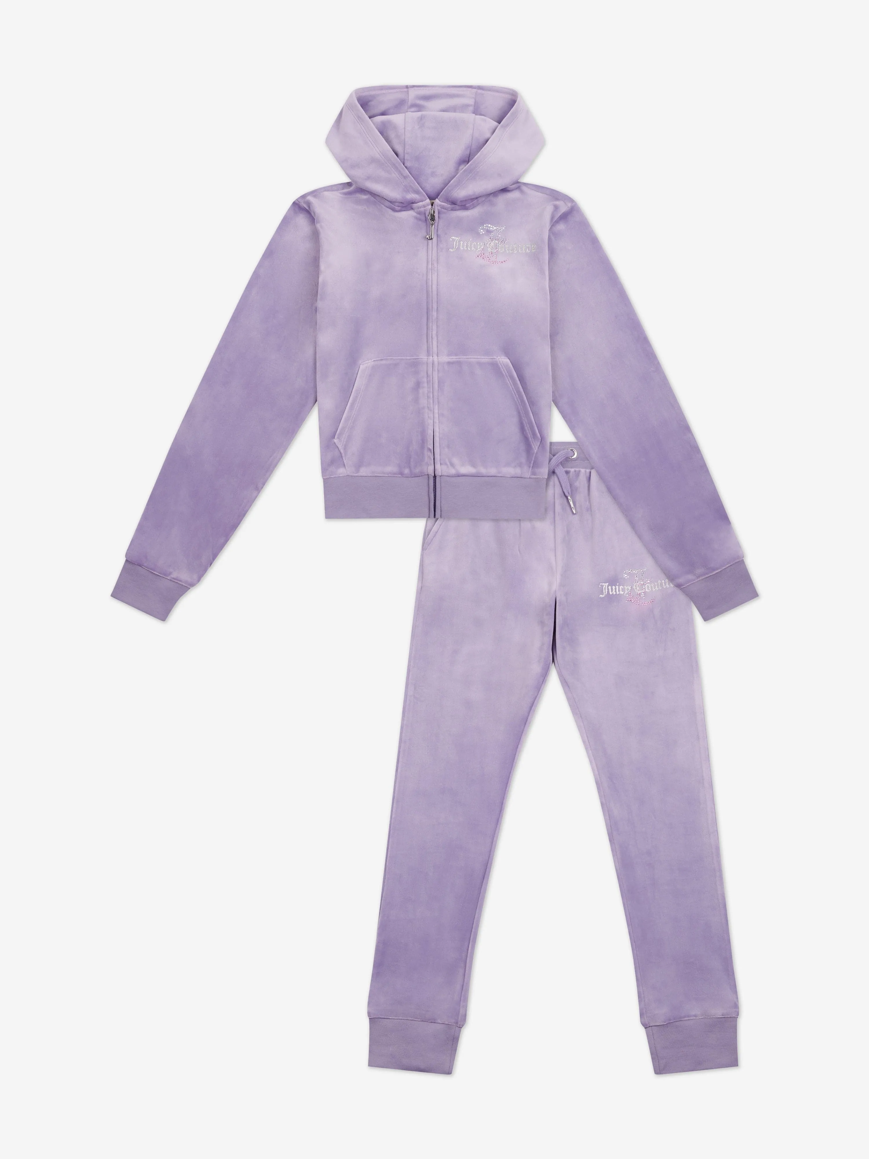 Juicy Couture Girls Diamante Logo Tracksuit in Purple