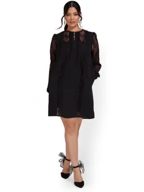 Lace-Inset Shift Dress