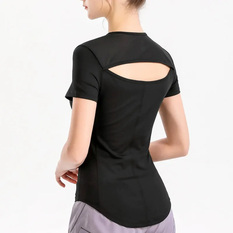 Ladies Women's Beauty Back Exercise T-shirt Elastic plus Size Short Sleeve