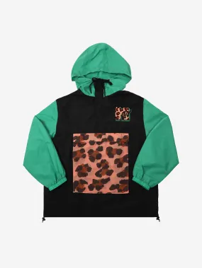 Leopard Print Logo Colorblock Anorak