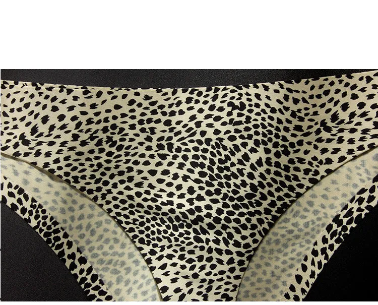 Leopard Print Underwear Women Hot Sexy Panties Ice Silk Thongs G String Seamless Female Low-Rise Majtki Damskie