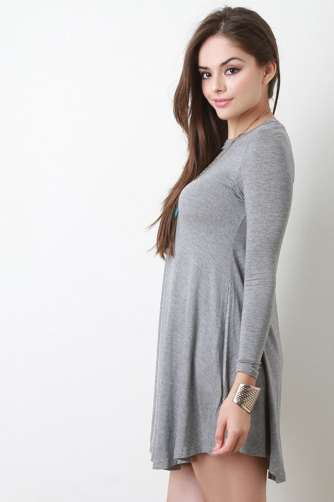 Long Sleeve Mini Shift Dress