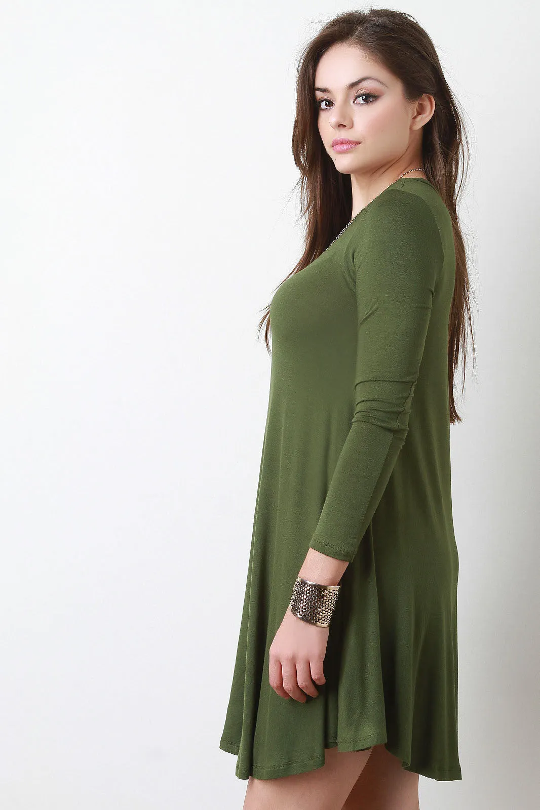 Long Sleeve Mini Shift Dress