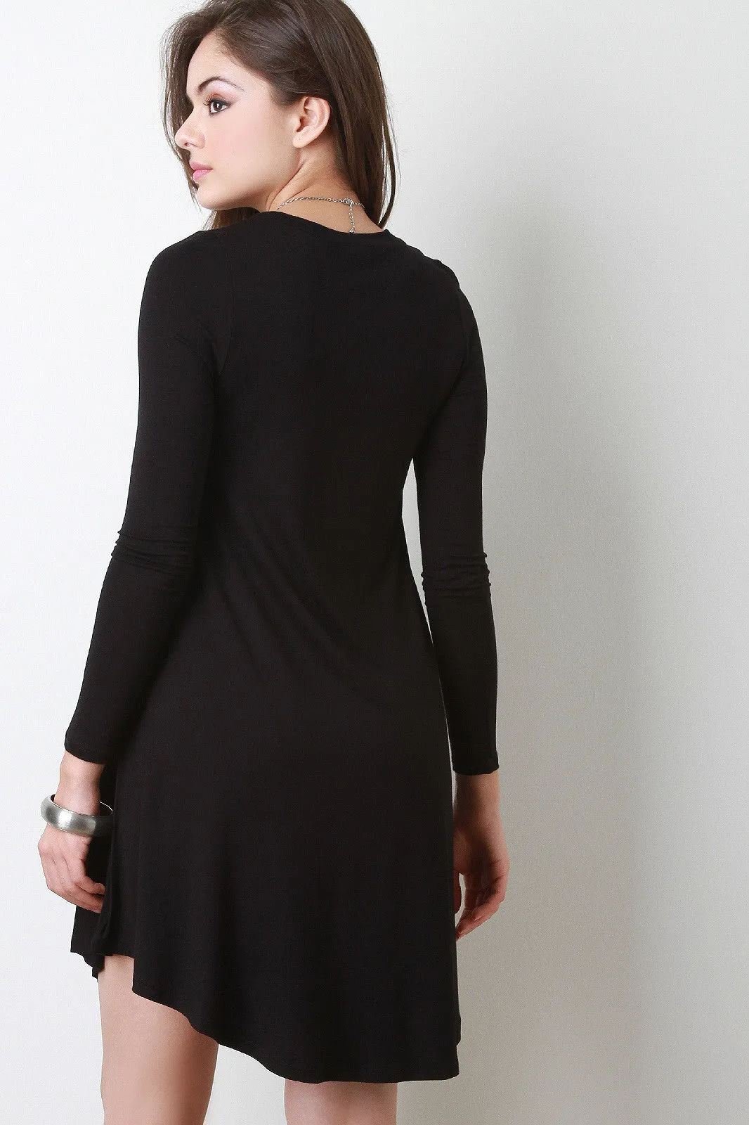 Long Sleeve Mini Shift Dress