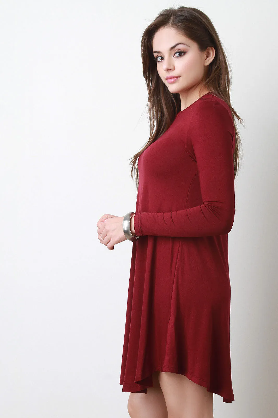 Long Sleeve Mini Shift Dress