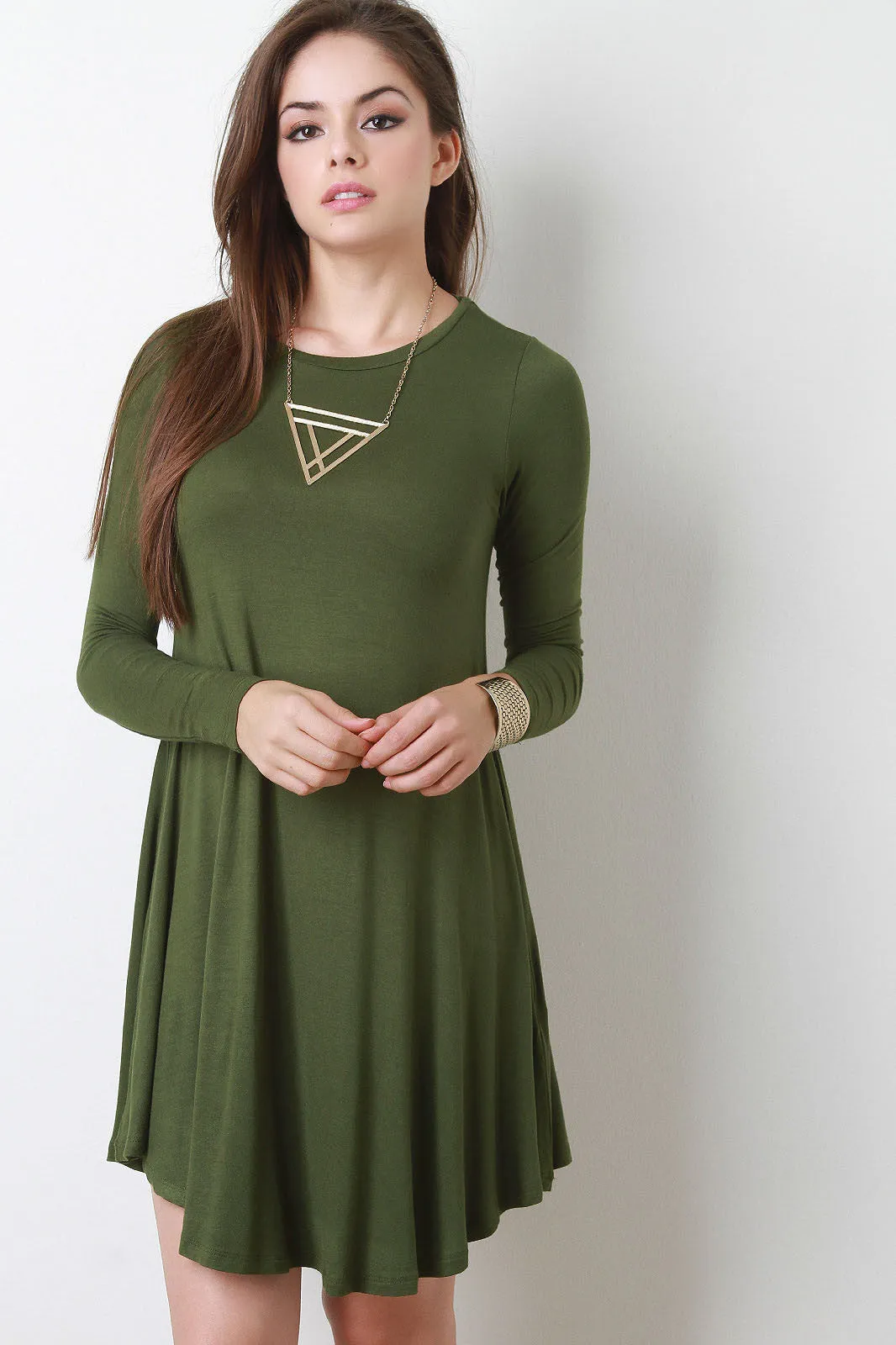 Long Sleeve Mini Shift Dress