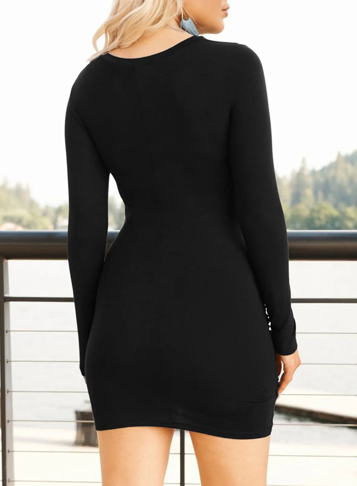 Long Sleeves Midriff Baring Sexy Bodycon Dresses