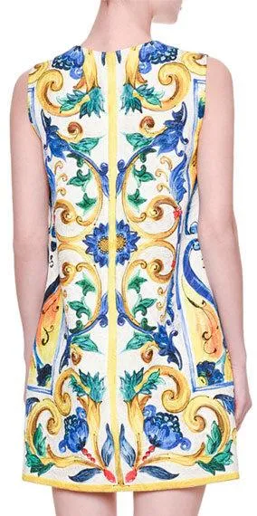 'Majolica' Sleeveless Floral Print Shift Dress