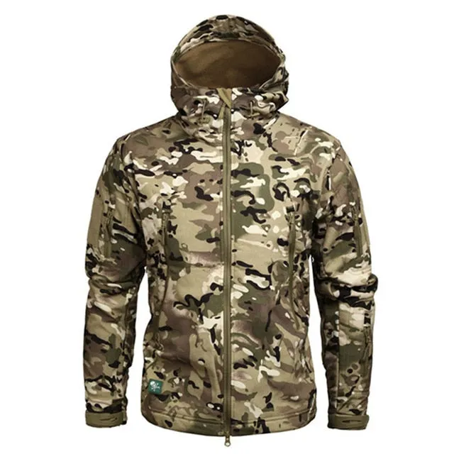 Men Pattern Soft Shell Jacket Rain and Wind Proof Mens Outerwear