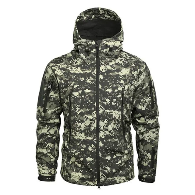 Men Pattern Soft Shell Jacket Rain and Wind Proof Mens Outerwear