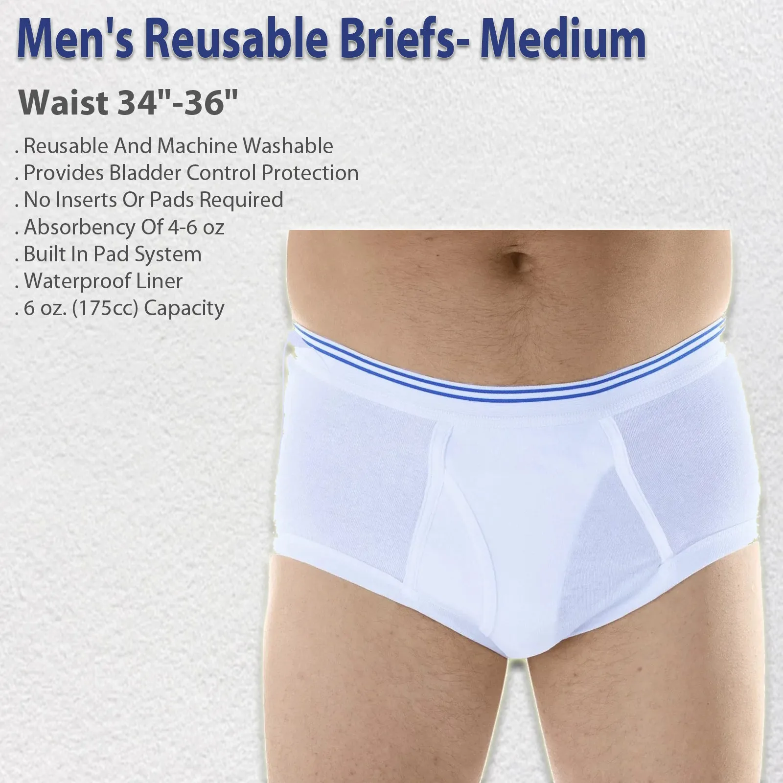 Men's Reusable Briefs- Medium (Waist 34"-36")