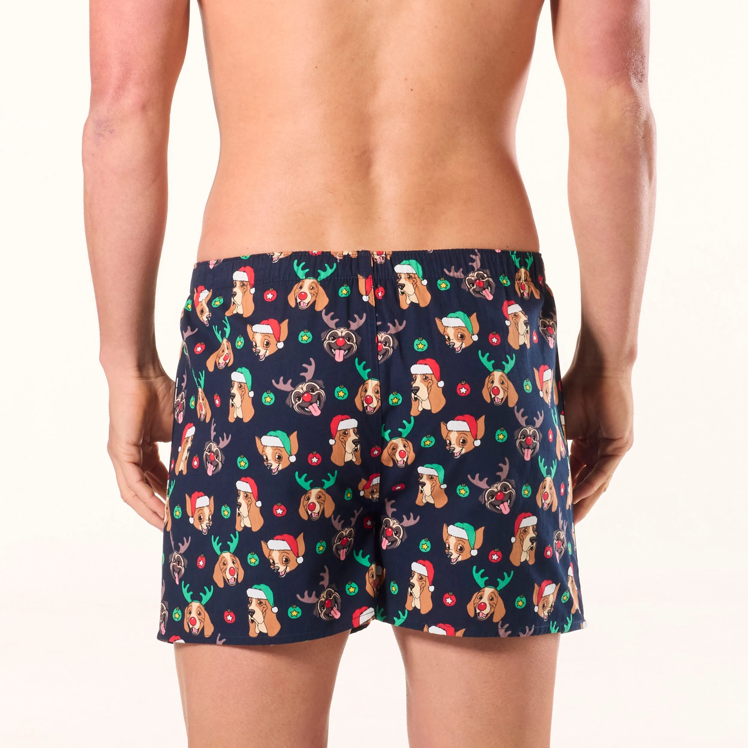 Men's Woofmas Cotton Boxer Shorts - Navy