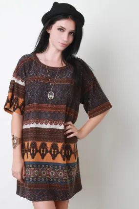 Moroccan Print Knit Shift Dress