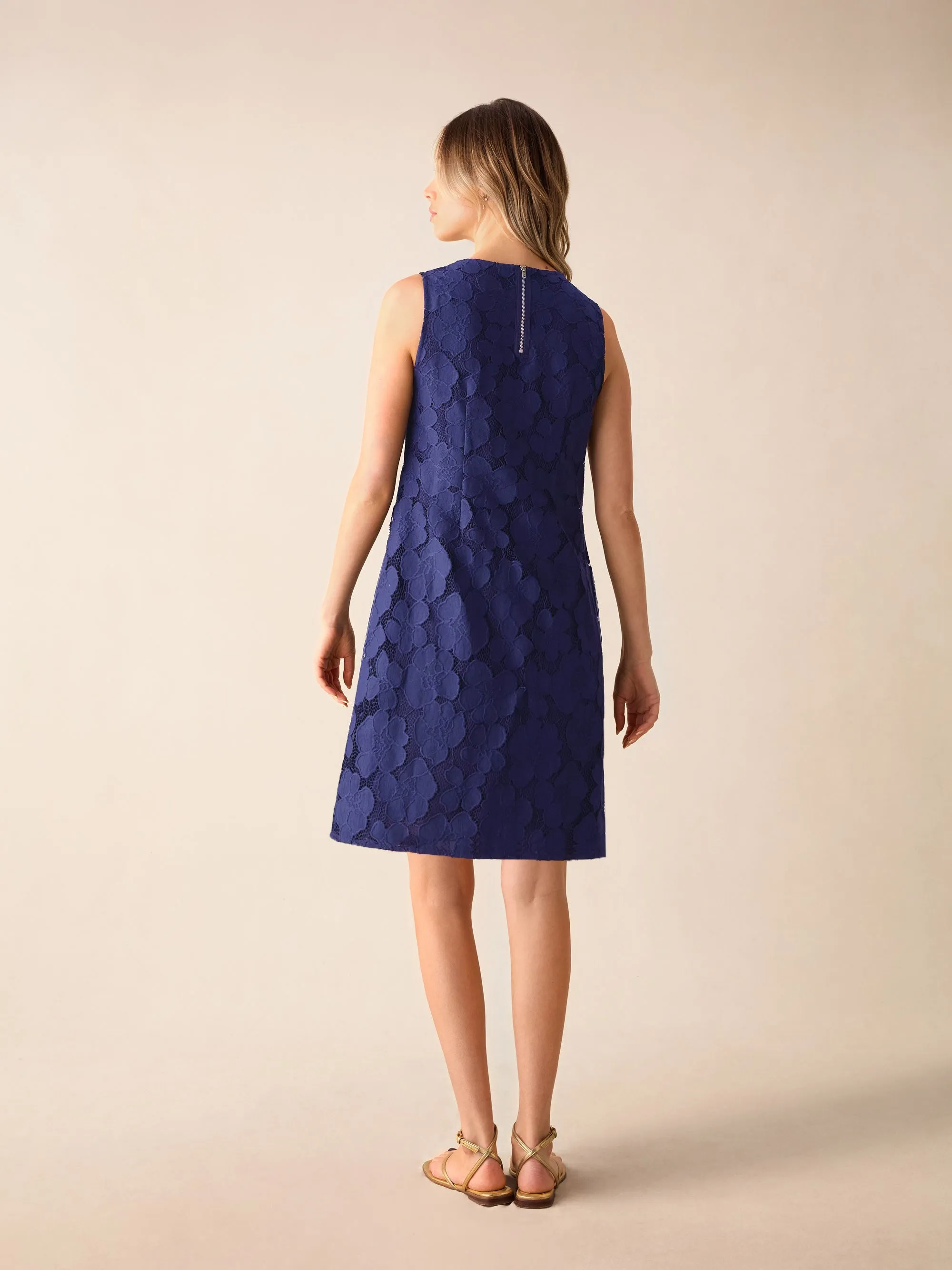 Navy Lace Mini Shift Dress