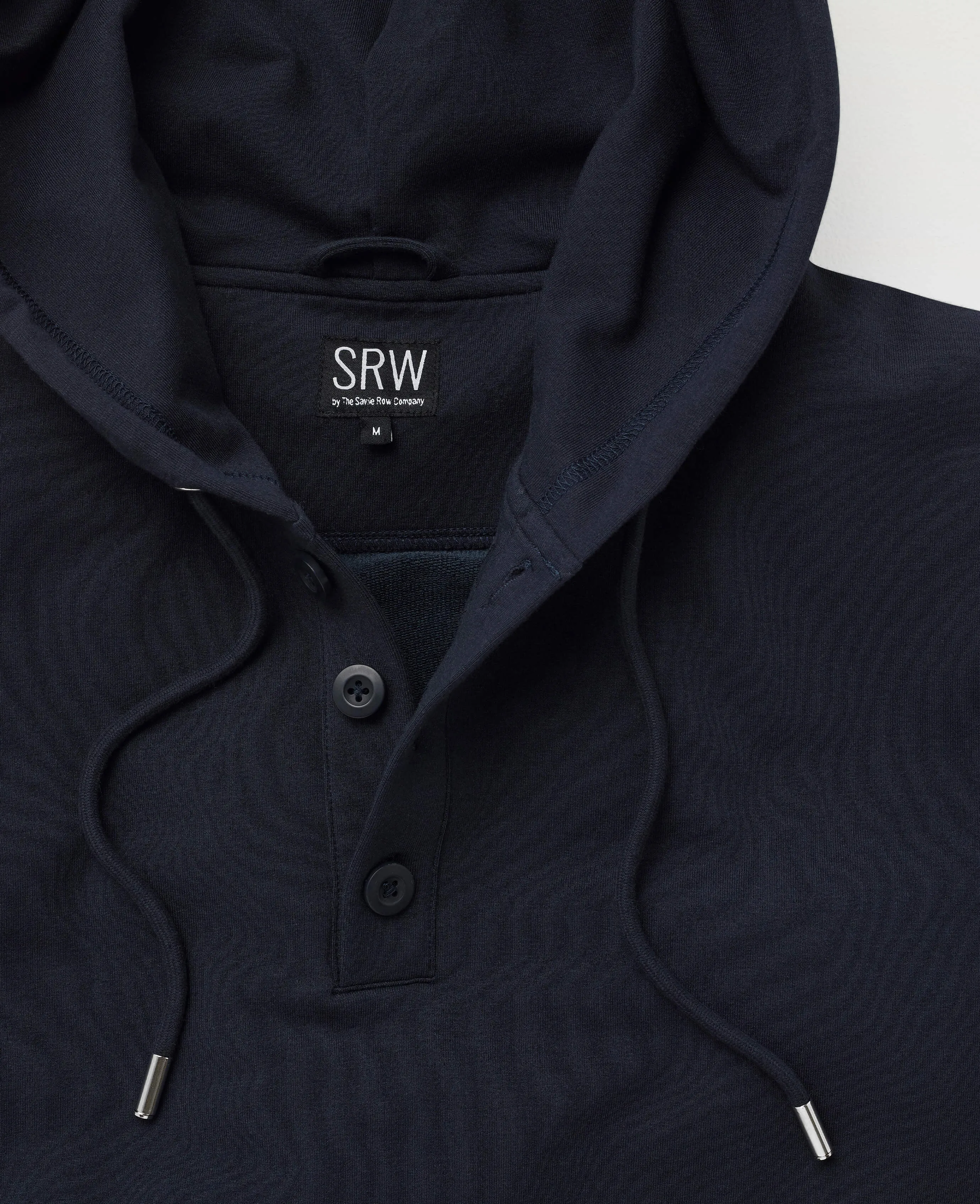 Navy Stretch Cotton Blend Hoodie