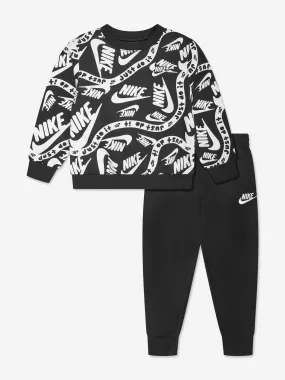 Nike Boys NSW Club AOP Tracksuit in Black