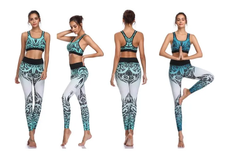 Polynesian Hibiscus Seamless Yoga Set Sports Bras Leggings 2 Piece Set Women Workout Clothes Workout Set for Gym Jogging Fitness