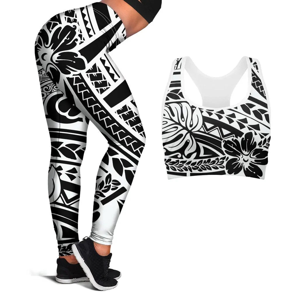 Polynesian Hibiscus Seamless Yoga Set Sports Bras Leggings 2 Piece Set Women Workout Clothes Workout Set for Gym Jogging Fitness