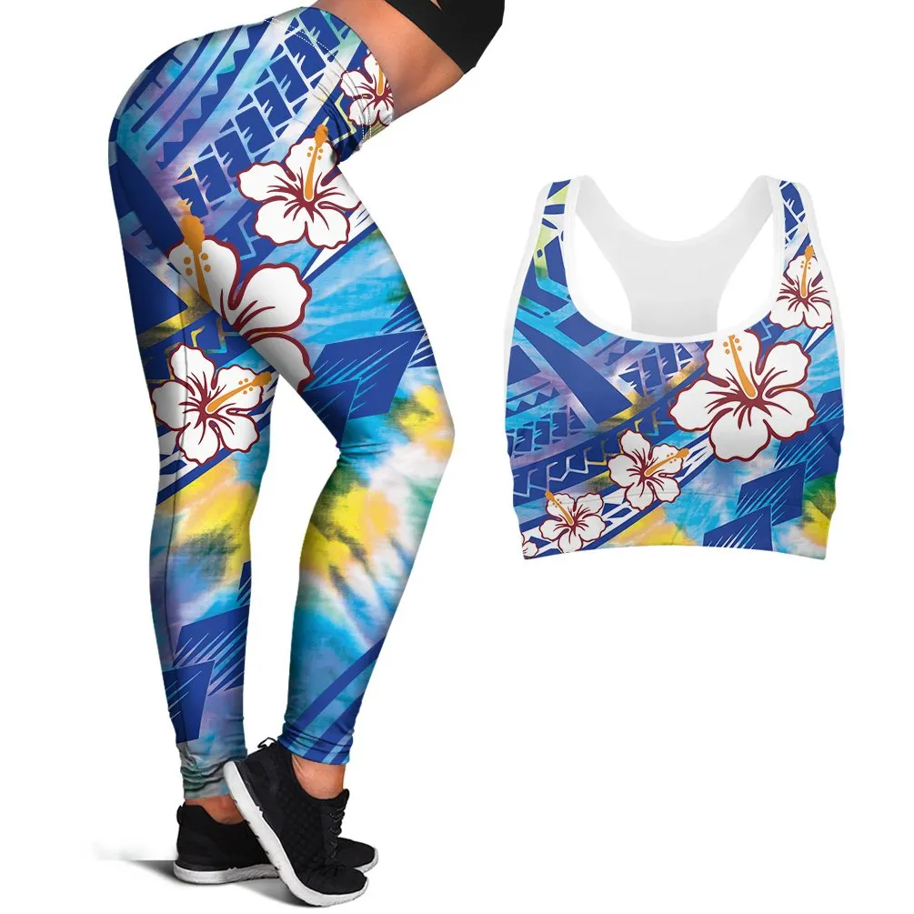 Polynesian Hibiscus Seamless Yoga Set Sports Bras Leggings 2 Piece Set Women Workout Clothes Workout Set for Gym Jogging Fitness