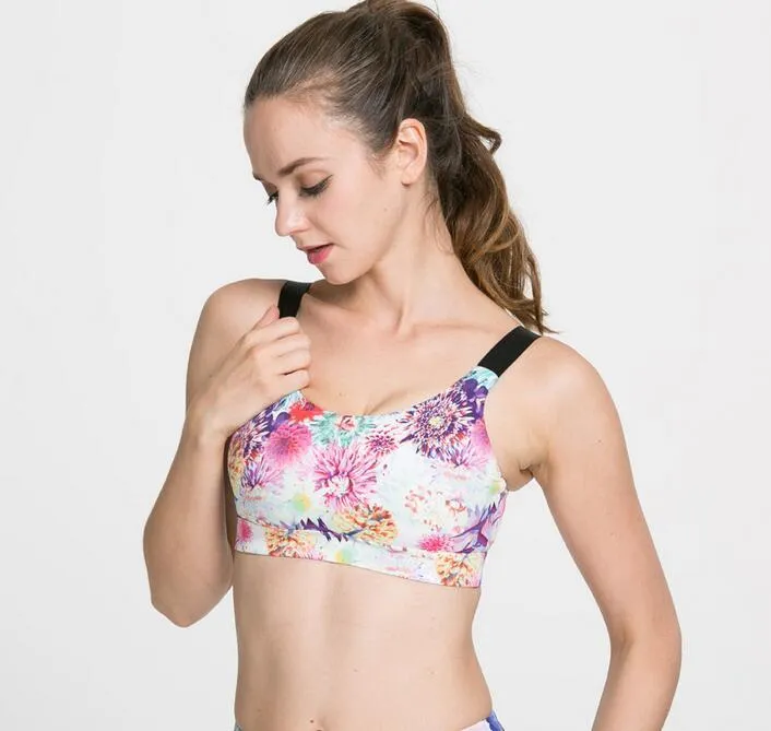 Print Colorful Flowers Sports Bra for Women